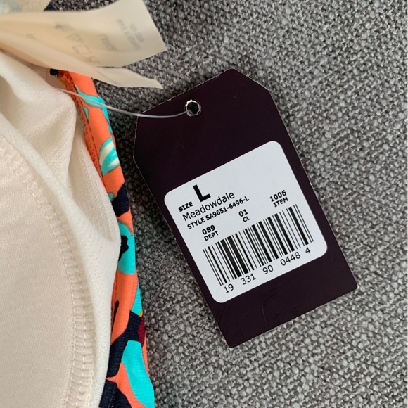 Sea Angel Halter Orange Floral Swimsuit Meadowdale Black Cheeky Bottom Womens L - Picture 10 of 14